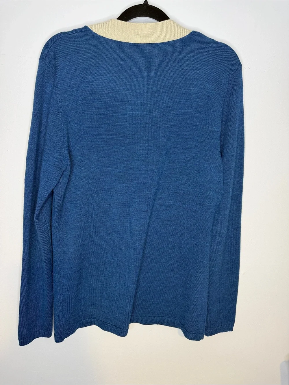 Tory Burch Blue Cardigan with Cream Trim